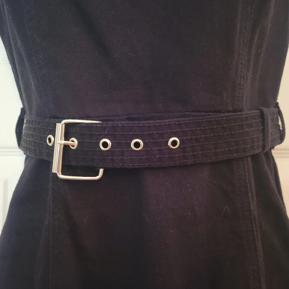 Black Denim Jumper Dress - Picture 2 of 4